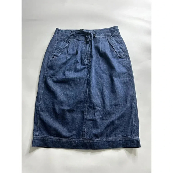 Orvis Dresses & Skirts - Vintage Orvis Skirt Womens 6 Midi Dark Wash Denim Cotton Drawstring Waist